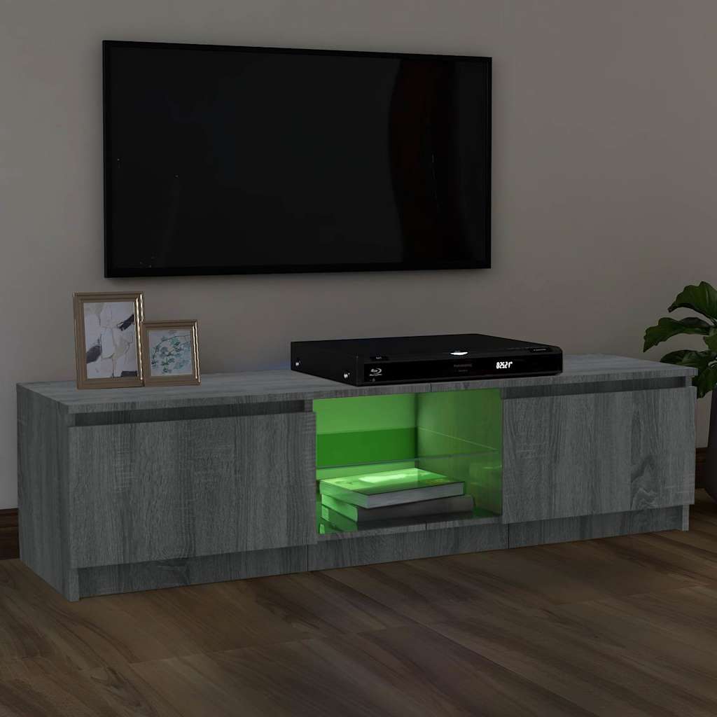 TV Stand with LED Lights Gray Sonoma 120 x 30 x 36 cm