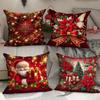 Christmas Decorative Cushion Cover Snow Christmas Tree Reindeer and Joy Pattern Soft and Comfortable Suitable for Living Room Bedroom Pillow Case