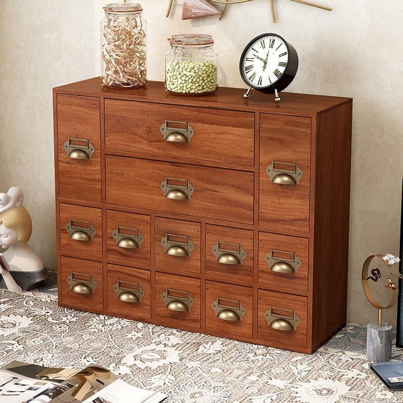 Wood Drawer Type Storage Box Vintage Desk Organizer Boxes Accessory Stash Office Organizing Cases Cosmetics Storage Container