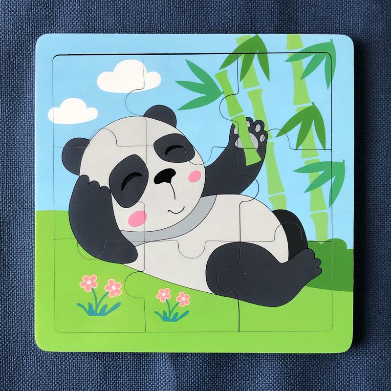 

Деревянный пазл из 9 частей с мультяшными животными и транспортом для малышей - Развивающая игрушка для раннего обучения