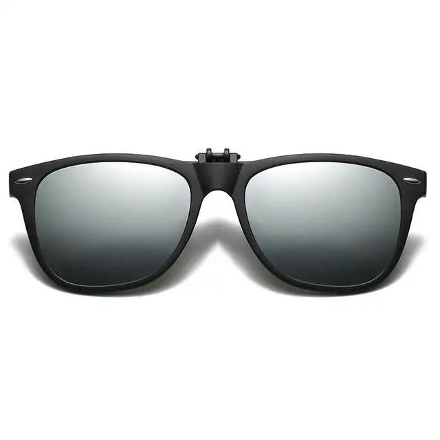 Clip On Sunglasses Men Vintage Square Glasses Anti Glare Night Vision for Car Driving