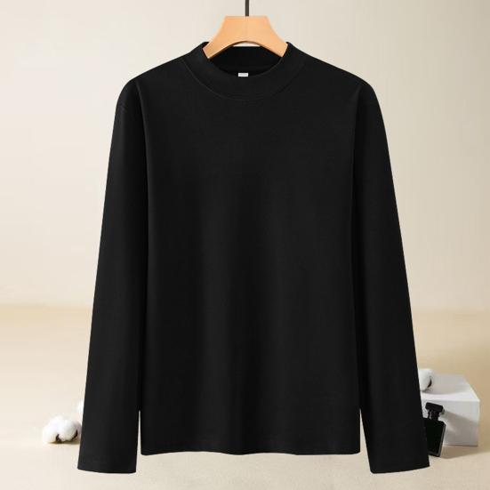 Thermal Shirt Men Women Long Sleeve Round Neck Thickened T-shirt Warm Casual Tee Pullover for Autumn Winter Outdoors Daily Wear