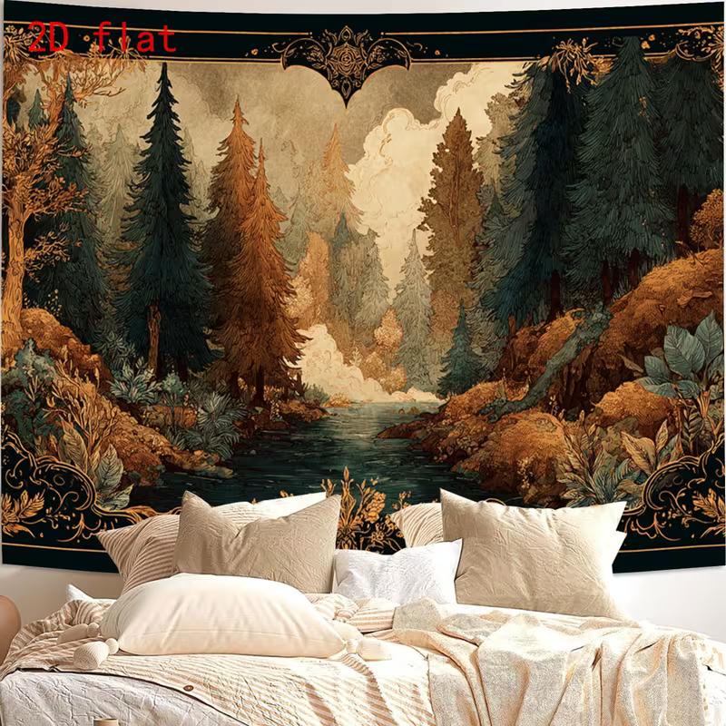 2D Artistic Vintage Forest Tapestry for Content Creation & Home Decor