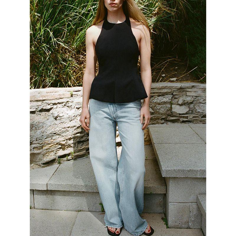 Summer New Arrival Women's Clothing Silm Slim Looking Sleeveless Minimalist All-Match Halterneck Fashion Casual Top 4772040