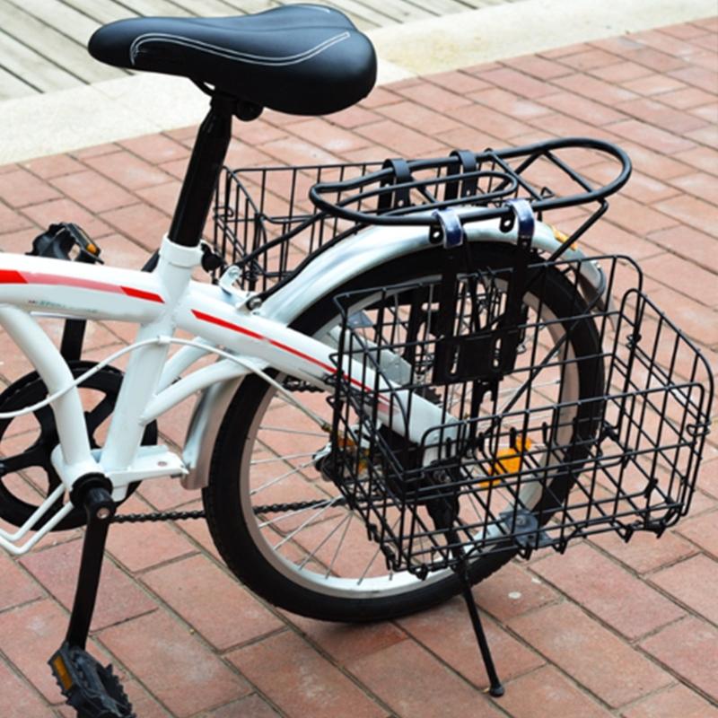 Metal Front Handlebar Bicycles Basket Mountain Bike Folding Hanging Basket with Removable Liner Bag Bike Accessories