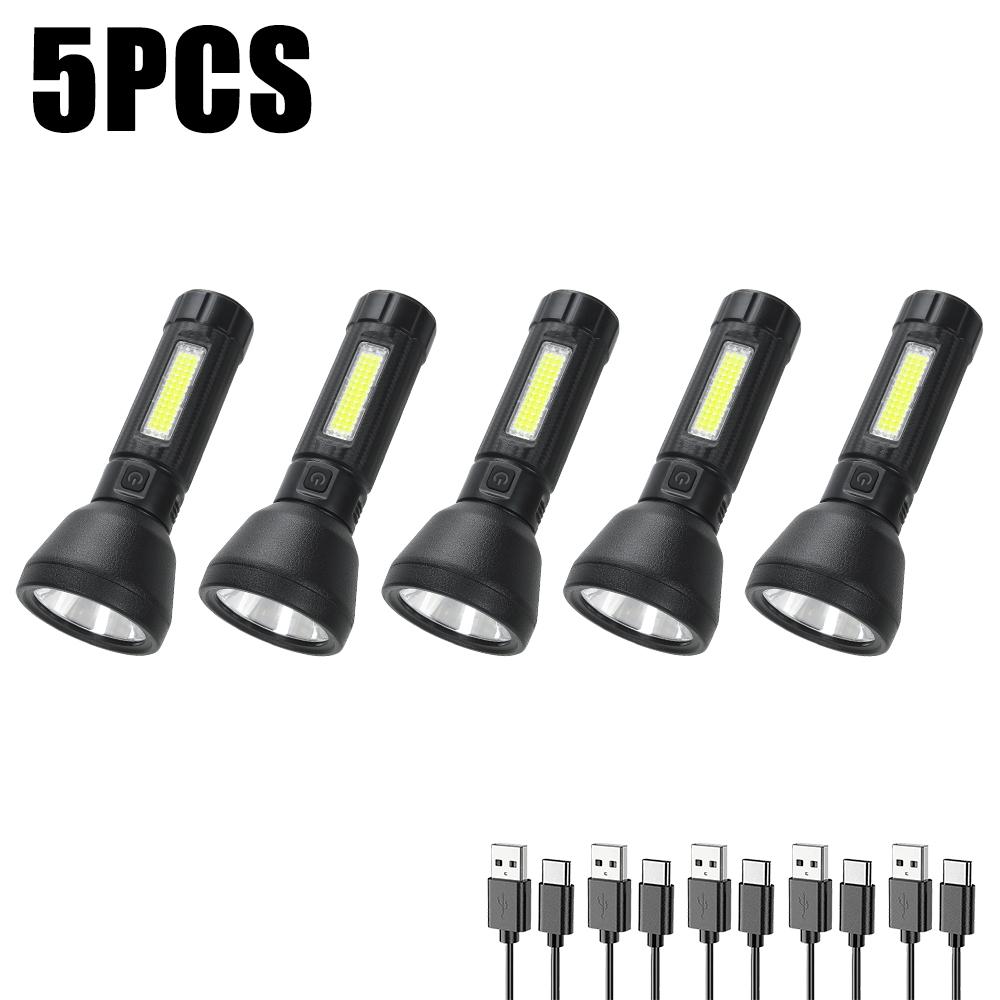 Mini Torch LED Rechargeable Flashlight Portable USB Charging Flashlight Outdoor Camping Waterproof Long Range Fishing Lantern