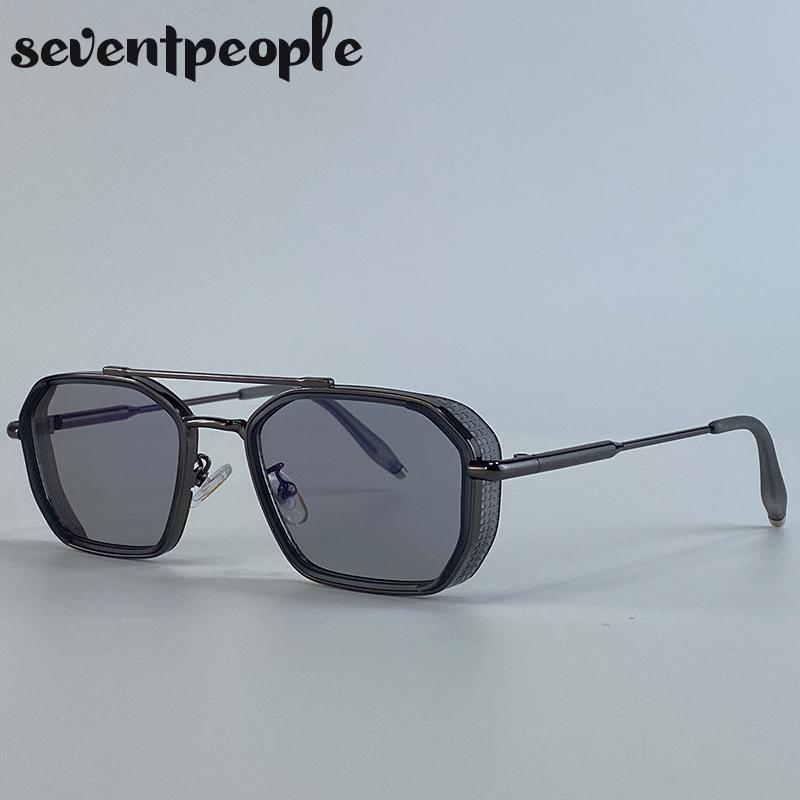 Steampunk Vintage Square Sunglasses Women Luxury Brand Trendy Metal Polygon Double Beam Sun Glasses Outdoor Shades UV400