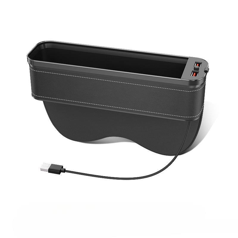 Car Seat Clip Gap Storage Box with Lamp Charging Interior Decor Storage Artifact Auto Supplies Seat Gap Filler Organizer