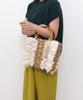 Samir Nasri Ruffled Bamboo Handle Tote Beige Women's Bag, (050)