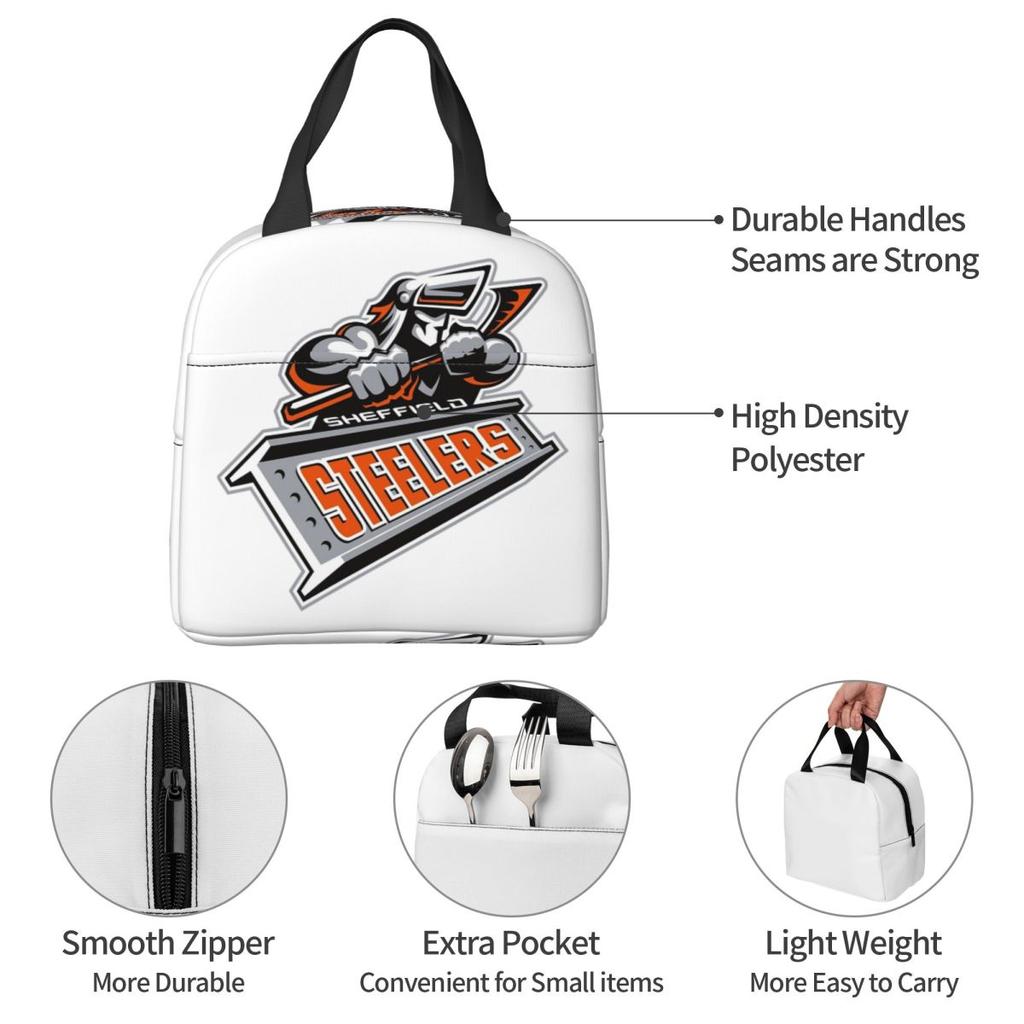 The Sheffield Steelers Insulated Lunch Bag for Women Kids Leakproof Food Boxes Thermal Lunch Box Tote