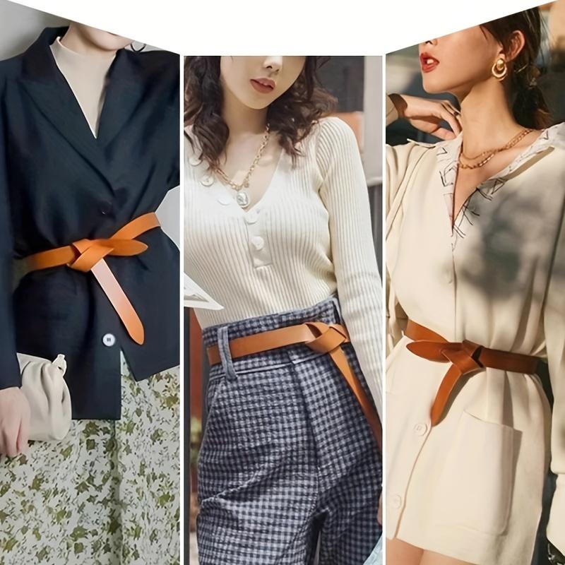 Ekte Skinn Midjebelte Kvinner Knutebelter Justerbart Stretchbelte Cinch Midjebånd