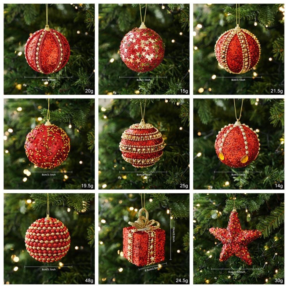 Foam Christmas Ornament Powder Coated Ball Foam Ball Pendant Xmas Bauble  Holiday Party Decor