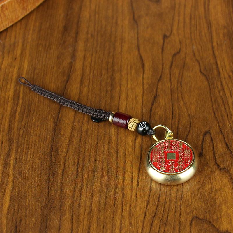 Brass mountain ghost money transfer keychain pendant men's bag pendant pure copper red oil gossip mountain ghost transfer pendant