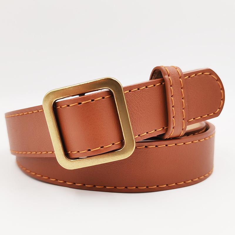 New Square Buckle Women's Imitation Leather Belt Simple and Fashionable Versatile PU Artificial Leather Belt