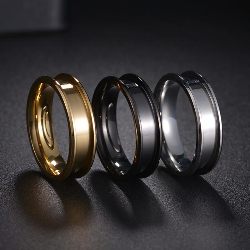 Nerezový DIY Ručně vyráběný Prsten Šířka 4/5/6/8mm 1/2/3 Prázdná Drážka Módní Kouzlo pro Muže a Ženy