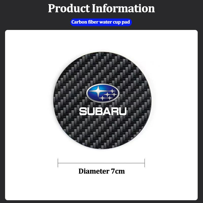 2Pcs Carbon Fiber Coaster Car Water Cup Anti-slip Pad Mat Auto Interior For Subaru STI XV Forester Mpreza Outback Legacy Impreza Y14