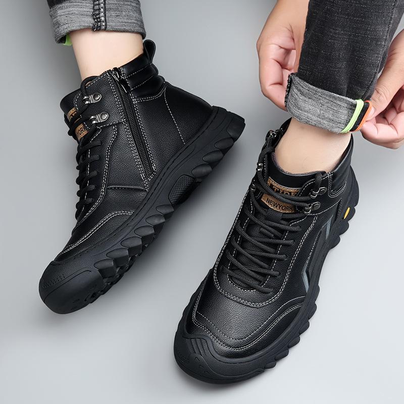 

Хлопковая обувь мужская с мехом цельная 2025 зима новая мужская теплая утолщенная зимняя обувь мужская для активного отдыха горная хлопковая обувь 44