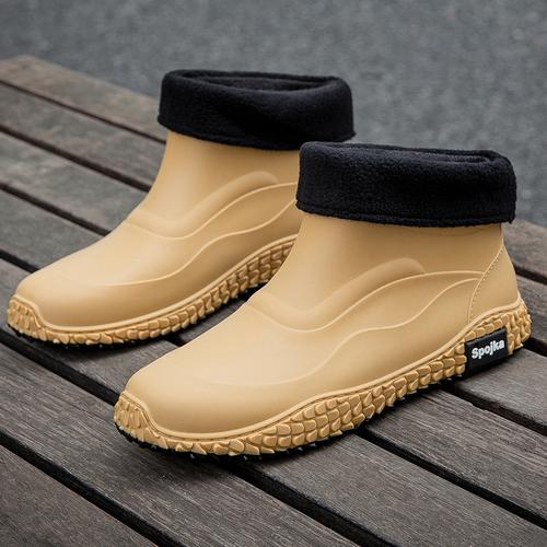 Men's Anti Slip And Waterproof Short Rain Boots, Rider Rubber Shoes, Kitchen And Outdoor Water Shoes