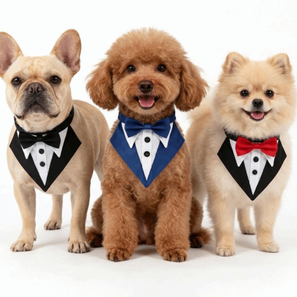 Bandana Collare a Smoking Formale per Cane Regolabile Comodo Cravatta da Cane Tessuto Leggero Liscio Costume per Cane Sciarpa Triangolare
