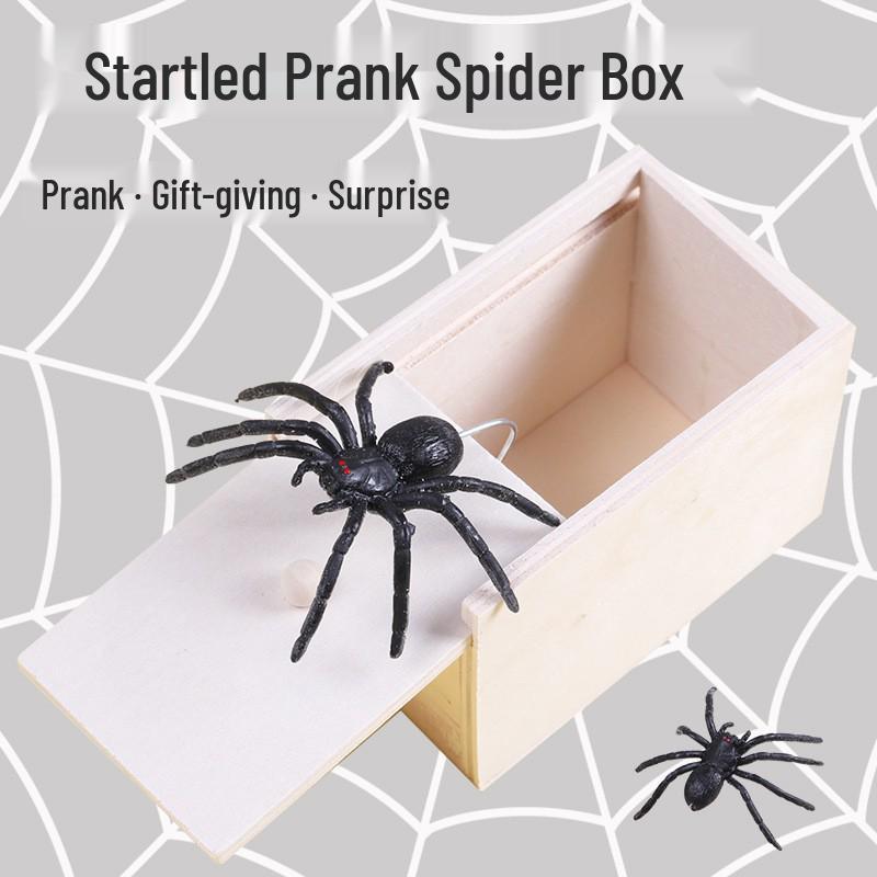 Startled Spider Wooden Prank Box - Douyin Style Trick Toy