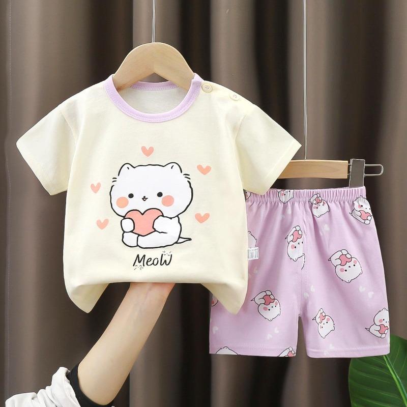 Set Tuta Sportiva Estiva da Bambino con Stampe di Cartoni Animati per Bambini Piccoli