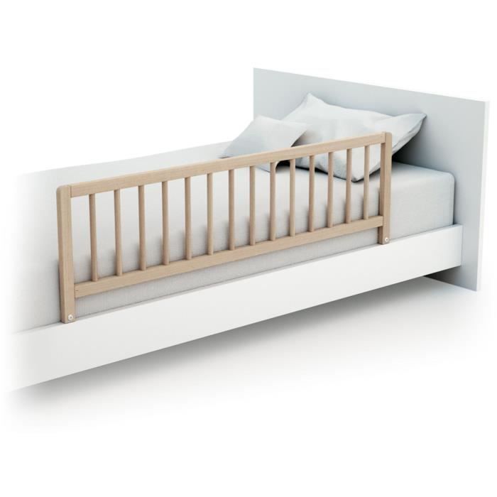 WEBABY - Barriere de lit enfant en bois SIDO - 117 x 34,5 x 31 cm Hetre Brut -