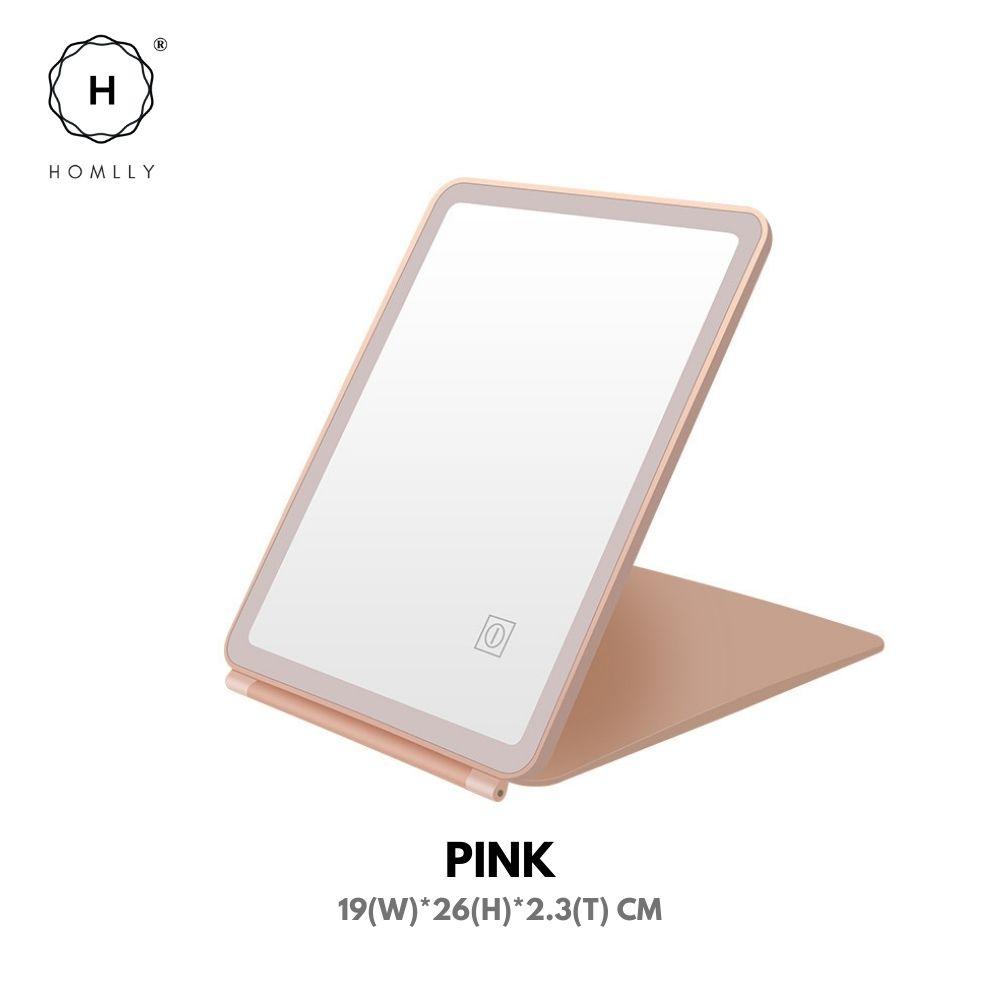Homlly Portable Fold Up Travel Beauty Make Up LED Mirror Pink