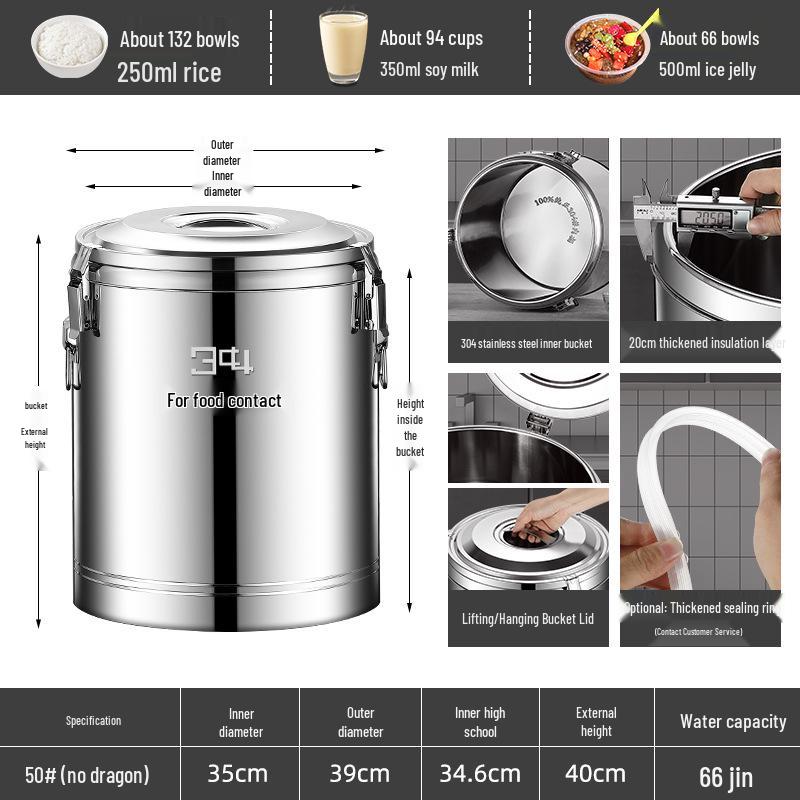 304 Stainless Steel Insulated Multi-Purpose Bucket for Beverages and Food