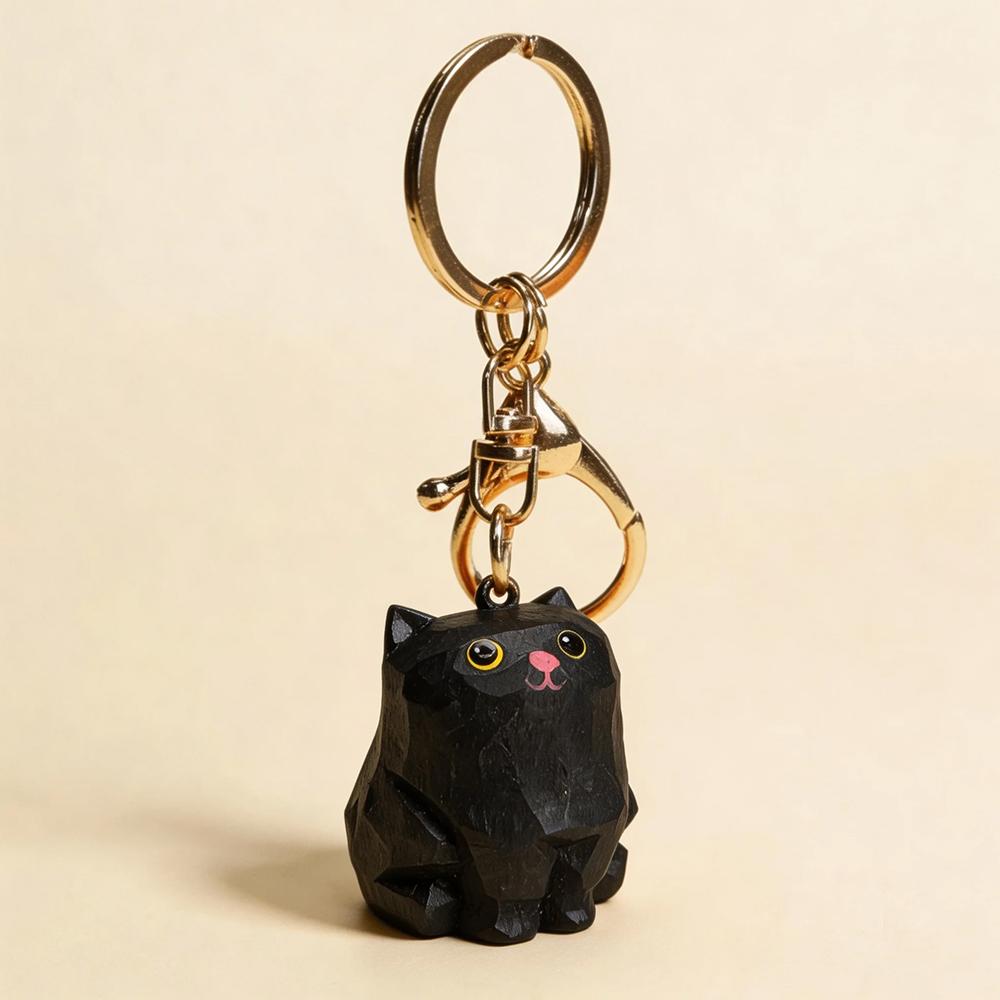 Hand Carved Wooden Cat Figurine Cute Kitten Statue Home Desktop Decor Calico Orange Cat Ragdoll Bombay Cat Miniature Craft Gift