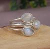 Anel Statement de Pedra da Lua Arco-Íris Natural Anel de Gema feito à mão Anel Mulher Joia Étnica Boho em Prata 925