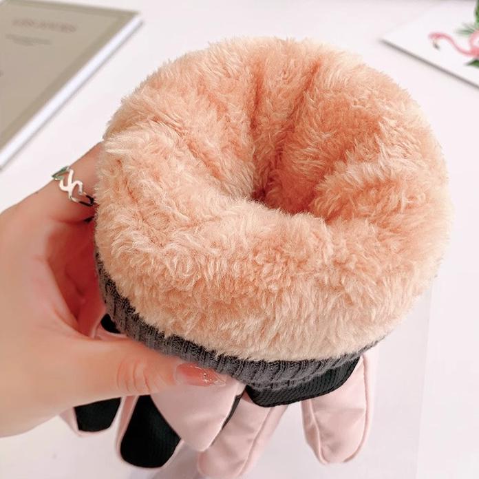 Mountaineering and Skiing Gloves Winter Anti Cold and Anti Slip Gloves with Thick Velvet Warm Riding Gloves Electric Bike Touch Screen Cotton Gloves