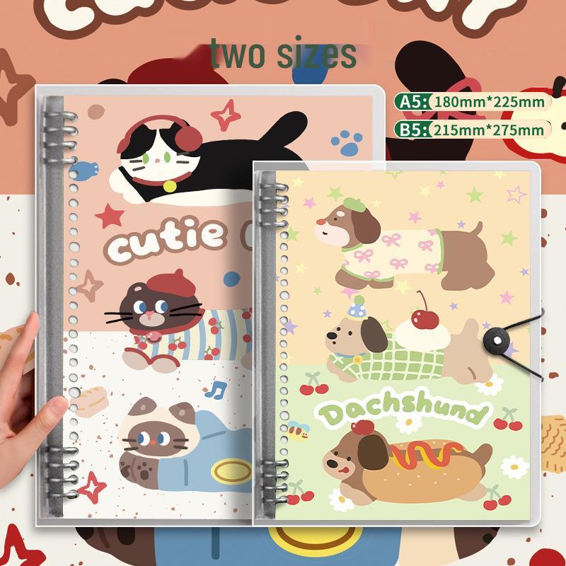 Cute A5 Animal Loose-Leaf Notebook with Detachable Metal Rings - Instagram-Worthy for Students