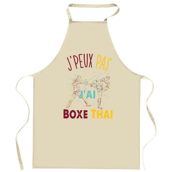 Tablier de cuisine - Boxe Thai Muay-Thaï « J'peux pas » - Coton résistant - Impression France DTG - Liens réglables