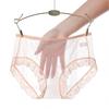 Plussize Ladies Summer Sexy Lace Mesh Full Transparent One-piece Non-mark Middle Waist Triangle Briefs