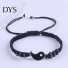 Vintage Bracelets 2Pcs Couple 2 Matching Yin Yang Hand Knitted Unisex Men Women Shiny Rhinestones Adjustable for Valentines Day Tai Chi