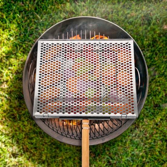 

Корзина для гриля Yousheng BBQ Cage, корзина для гриля из нержавеющей стали для рыбы, мяса, стейка, 3 секции, разделитель, деревянная ручка, аксессуары для гриля