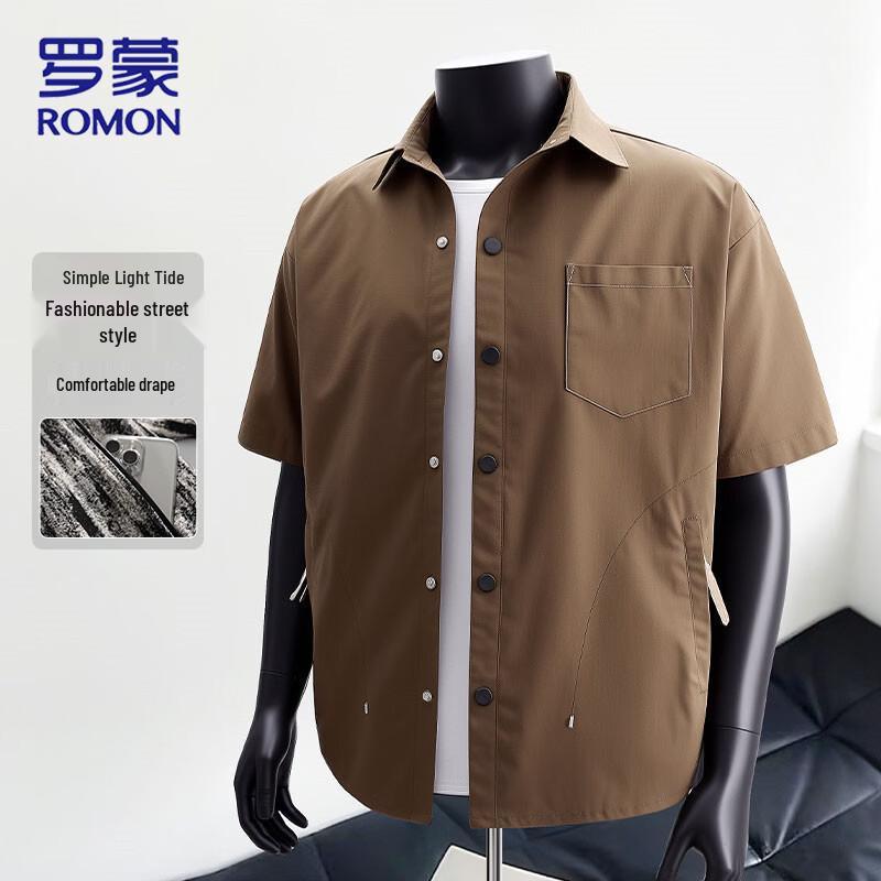 ROMON Men s Casual Loose Fit Short Sleeve Shirt 4XL