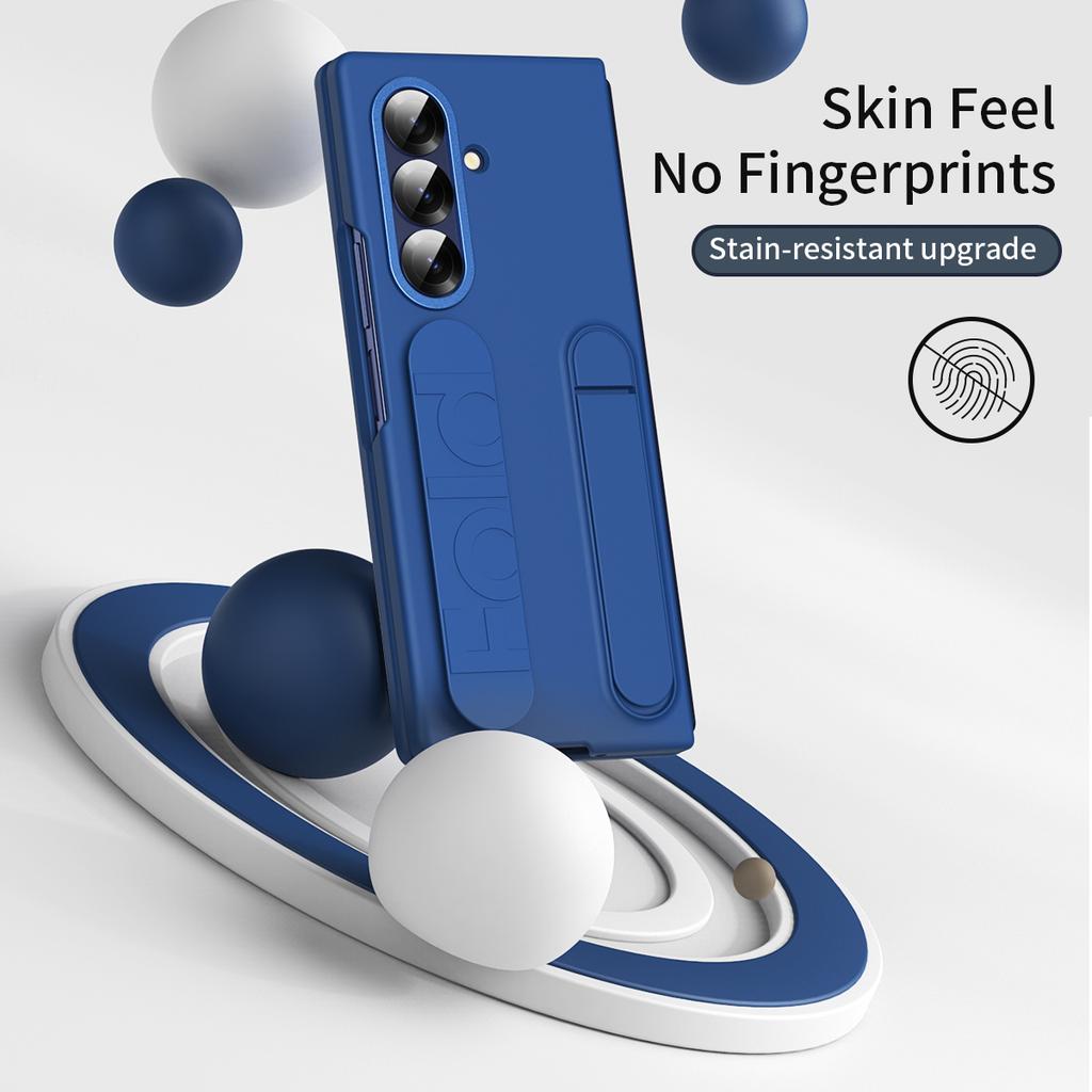 Wristband Skin-touch Case For Samsung Z Fold 8 7 6 5 4 3 Invisible Bracket with Tempered Glass Screen Protector Shockproof Cover