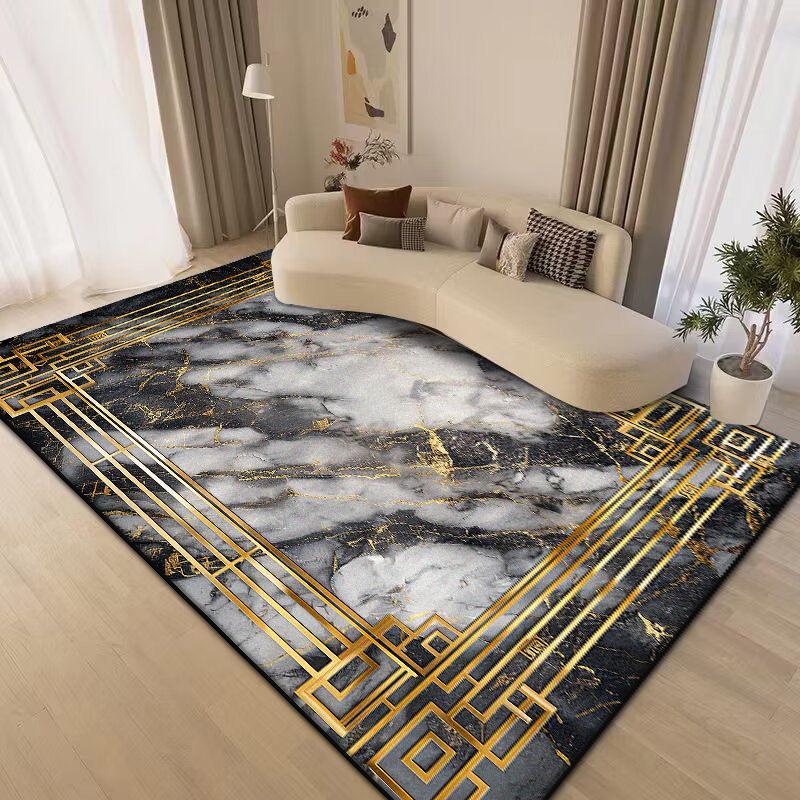 Large Area Golden Rugs for Living Room Nordic Style Decoration Sofa Area Carpet Home Bedroom Decor Cloakroom Floor Mat Non-slip