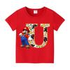 New 100%Polyester T-shirts for Children Cartoon English Letters Graphic T-shirt Boys Casual Short-sleeved Tops Kids Clothes