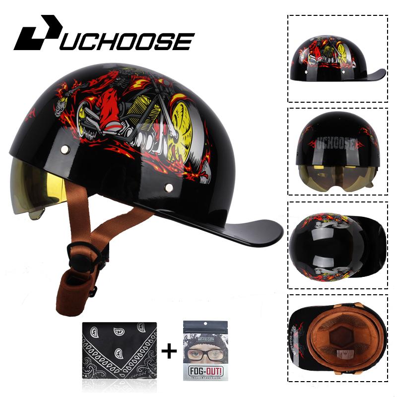 Uchoose Baseballová čepice Helma Motocykl Vintage Retro Helmy Summer Open Face Scooter Cruiser Chopper Gangster DS Muži Ženy Kid