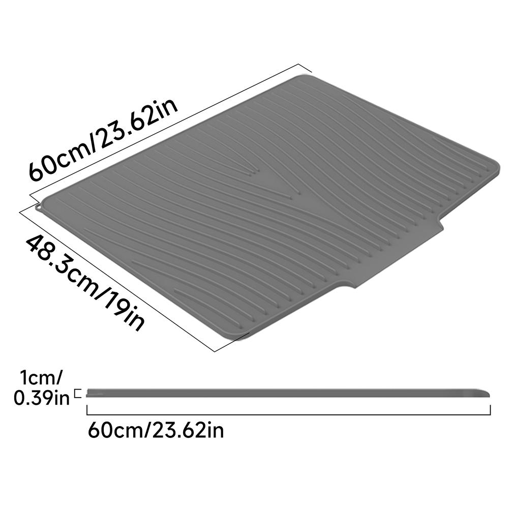 Silicone Dish Drying Mat Non-Slip Drying Mat Heat Resistant Diversion Opening Slope Drainage Pad Kitchen Pans Tableware Coaster