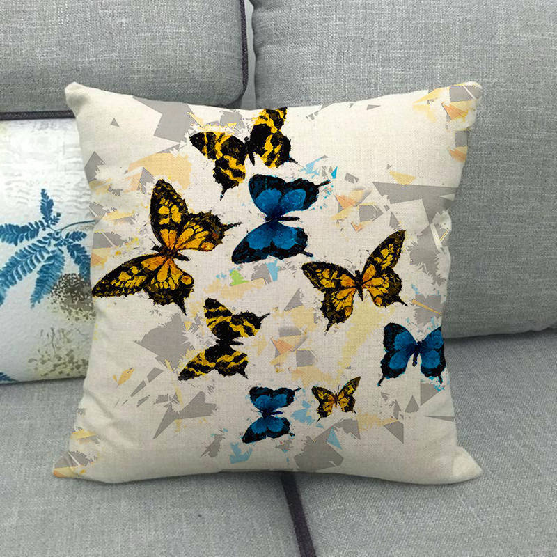 Colorful Butterfly Cartoon Insect Animal Digital Printing Short Plush Pillow Covers For Car Sofa Office Cushion Cover Home Goods