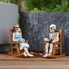 Skeleton Couple Figurine Resin Male And Female Skeleton Ornament Skeleton On Rocking