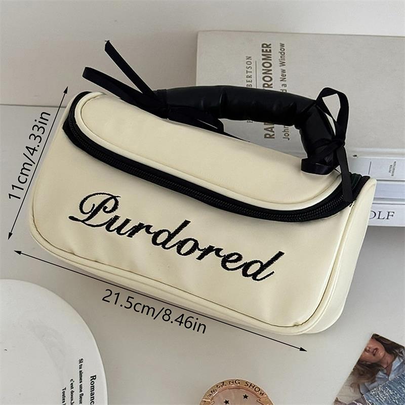 Cute Ballet Style Leather Cosmetic Bags Large Capacity Handbag Travel Portable Storage Bags Toiletry Bags Girly Makeup Bag Gifts