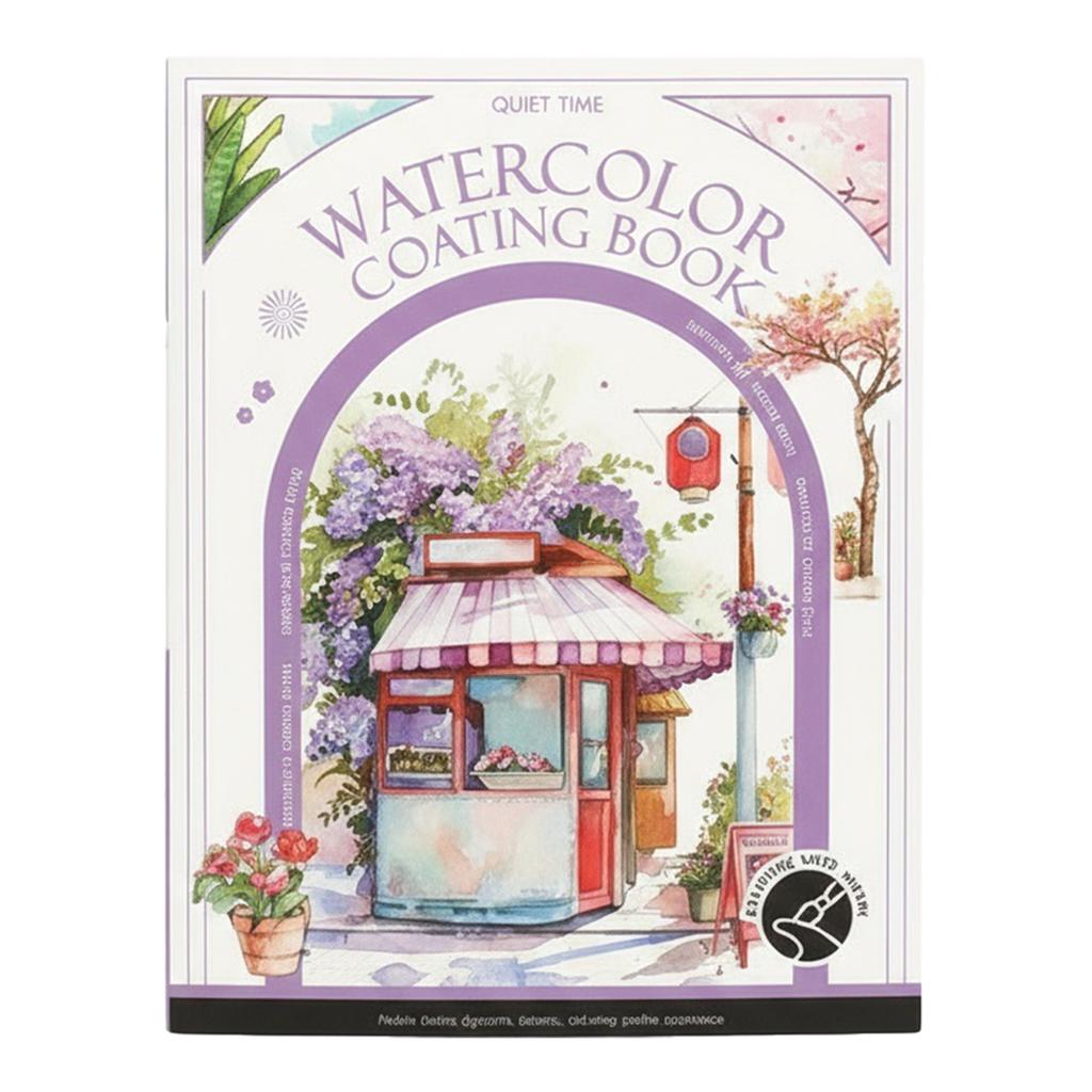 Water Color Paper Book Paint Set with 12 Colors Paint Cakes and Brush Watercolor Workbook Kids Graffiti Drawing Art Stationery