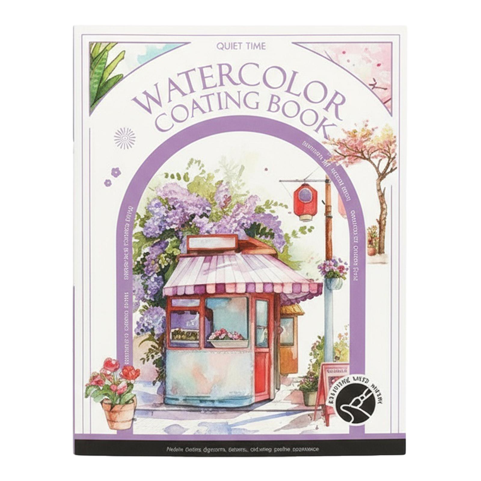 DIY Tri-Fold Watercolour Colouring Book Built-in Colors Watercolour Painting Workbook for Adults Teens
