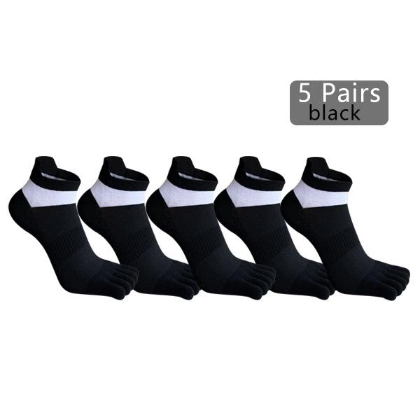 1/5 Pairs Man Boat Socks Toe Cotton Striped Compression Breathable Sweat-Absorbing Elastic Endurable Boy 5 Finger Ankle Socks
