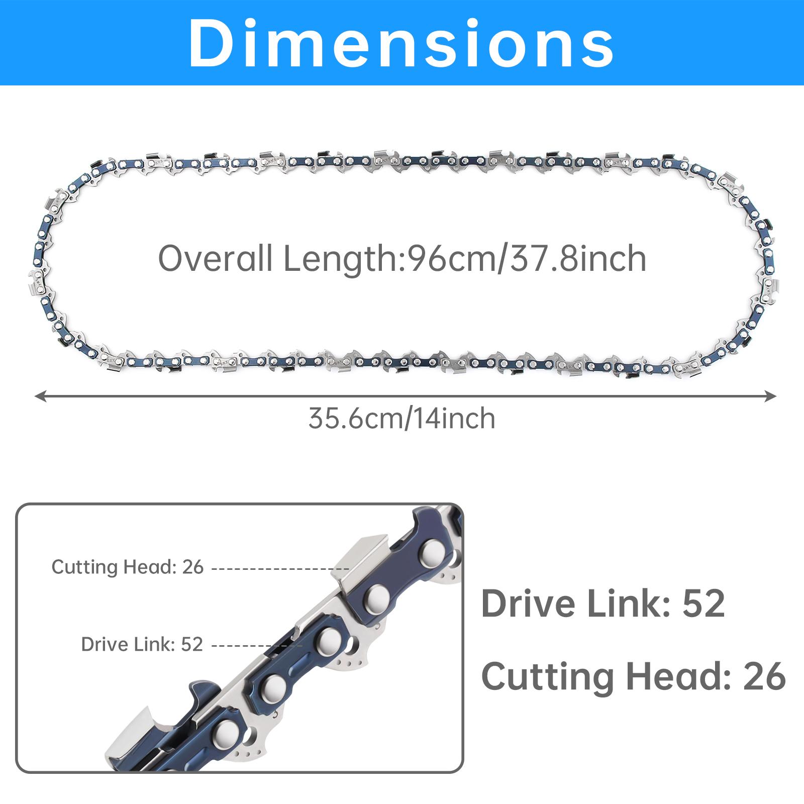 

14/16/18/20 дюймовая цепь бензопилы 52/56/57/72/76 Drive Heavy Duty пильные цепи подходят для Husqvarna / Stihl / Poulan 14 inch 52 Drive