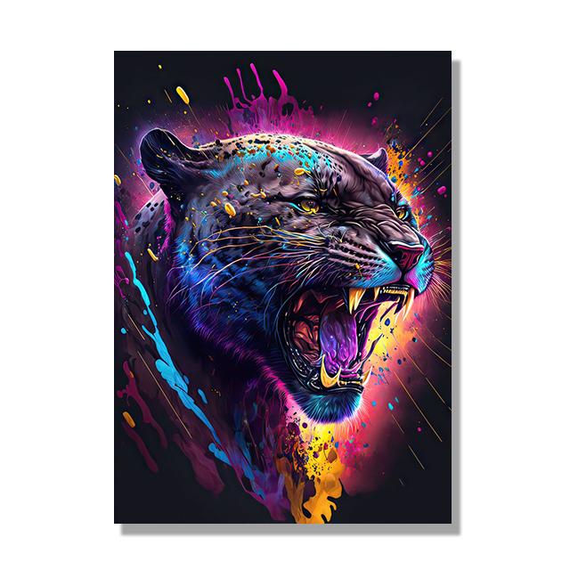 Animale În Junglă Leu Leopard Maimuță Poster Colorat Și Print Mural Living Pânză Picturi Decorative Moderne Clasice